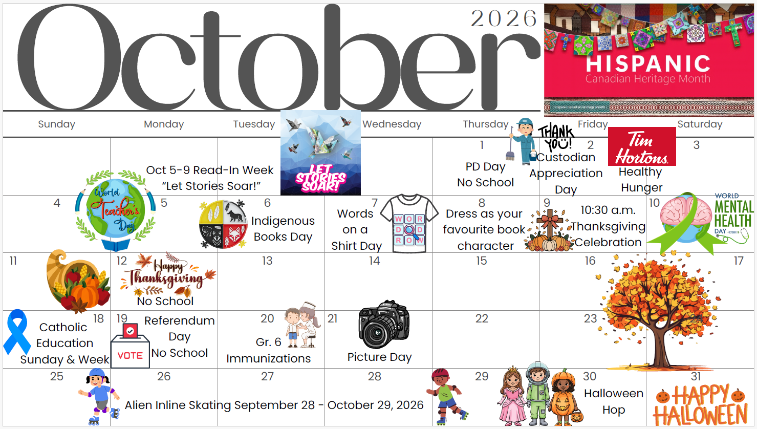 October Calendar 2026